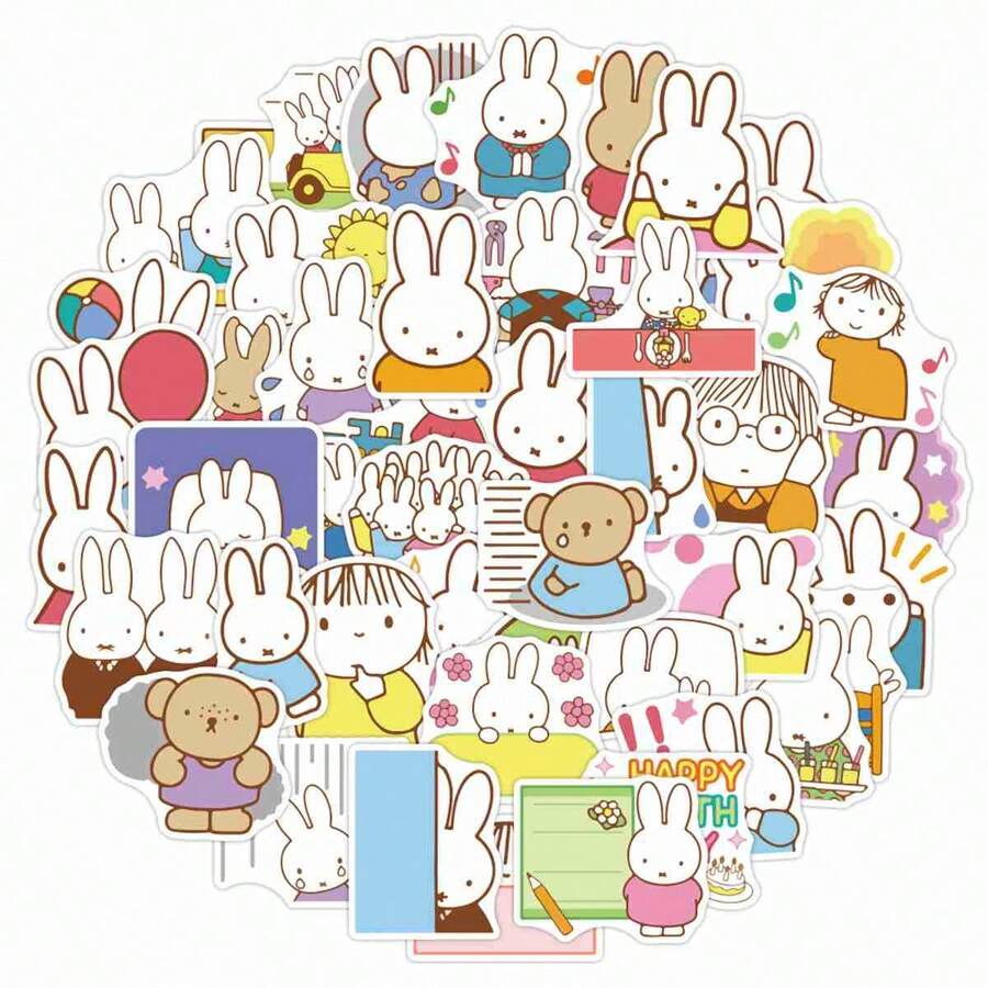 1set/50pcs 2026 Hot Miffy Stickers, Suitable For Anime Enthusiasts, Male And Female Sticker Collectors, Suitable For Phone Cases, Decorative Notebooks, Anime Conventions, Birthday Parties, Back To School, And Holiday Gift Prizes.Random Style - Multicolor - View 1