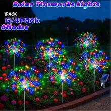 6/4packs 480/320LEDs Solar Powered Firework Lights, IP65 Waterproof, 8 Lighting Modes, Suitable For Garden, Patio, Pathway Decoration, Christmas Decor, Multi-Color - One-to-four Fireworks Light - View 2