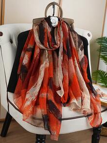 1 pièce Écharpe de luxe 80*180CM, écharpe de voyage polyvalente, châle/foulard imprimé à la mode pour femmes, toutes saisons - Multicolore - Voir 16