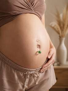 3+20Pcs/Set Maternity UV Belly Button Ring-Polymer Clay Floral Ball Navel End Elegant&Charming Size 1.6*38mm Because Moms Deserve To Be Beautiful - Yellow Gold - View 2