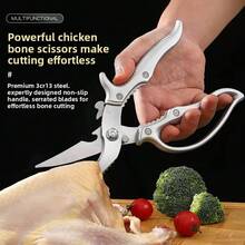 Heavy Duty Kitchen Scissors, Multi-Function Chicken Bone Shears, Fish And Chicken Cutting, Can Opener, Walnut Cracker, Stainless Steel Kitchen Scissors - Silver - View 1
