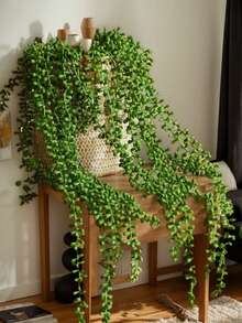 4/2/1pc Artificial Chlorophyll-Like Succulent Plants, Faux Pearl String Hanging Greenery, Branched String Of Pearls Hanging Plant, Faux Pearl String Succulent Vine Wall Decor, Suitable For Living Room, Office, Home Garden, Indoor/Outdoor, Kitchen, Bedroom Decoration - Multicolor - View 3