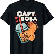 Capybara Capy Boba Bubble Milk Tea Funny Rodent Animal Lover T-Shirt - Black - View 10