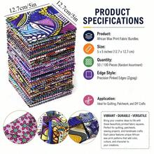 (Model Terbaru yang Telah Ditingkatkan) 50/100 lembar Kain Batik Afrika - Potongan Persegi 12,7*12,7 Cm, Warna Acak, Cocok untuk Patchwork, Menjahit, Scrapbooking | Kain Kerajinan Tekstil Afrika Aneka Warna dengan Efek Sobek - bawaan - View 10