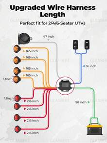 GLANBERT UTV 方向燈套件,預接線即插即用通用街頭合法 UTV 閃光燈套件,附搖桿開關、危險警示燈、110dB 喇叭,適用於 Polaris、Can-Am - 8Pods 琥珀紅燈 - 轉向信號套件 - 查看 8