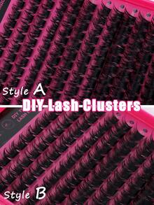 384 Clusters C Curl 120D Thick Fluffy Fish Tail Eyelashes High Capacity Eyelashes Book, Beginner Friendly, Easy Use For Diy Eyes Makeup, Long Lasting Classic Realistic Mix Lash Lashes Extension For Enlarge Eyes,Natural Look Fishtail Cluster Lashes - Hot Pink - View 7