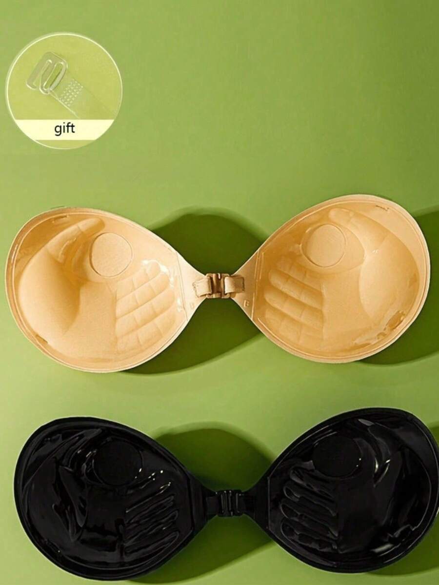 2/1 pieza Sujetador Push-Up Autoadhesivo de 3CM de Grosor, Sujetador Invisible sin Espalda y sin Tirantes, Lencería Realzadora de Pecho