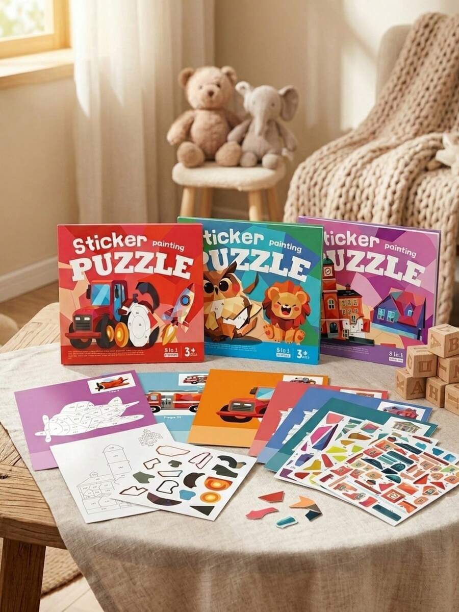 8合1兒童手工3D幾何拼貼藝術貼紙組，精細動作與專注力訓練，幼兒園創意教育玩具，DIY貼紙拼圖，可重複使用，拼貼裝飾藝術，聖誕節、萬聖節、生日禮物