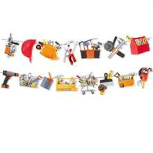1 Set Tool Banner, 1 Set Tool Theme Pattern Banner, Tool Theme Party Supplies, Tool Birthday Party Decoration, Tool Party, Pliers Drill Ruler Toolbox Saw Tool Party - A - View 1