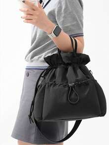 Large Capacity Floral Drawstring Insulated Lunch Bag, Leopard Print Multi-Pocket Lunch Bag Travel Meal Bag Shoulder/Handheld/Crossbody - Multicolor - View 4