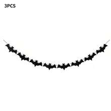 1/3/7pcs Black Glitter Bat Garland Banner, Halloween Spooky Bat Bunting, Suitable For Haunted House, Fireplace Mantel, Home Indoor Party Decoration - Multicolor - View 9
