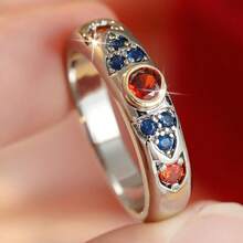 Women's Fashion Personalized Exquisite Round Ring, Featuring Colorful Synthetic Zirconia Inlaid Design, Versatile Accessory For Daily Wear, Vacation, Commuting And Exotic Occasions - Multicolor - View 4