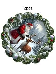 2 Pieces/4-Piece 6-Piece Vintage Christmas Tree Circular Placemat, Pink Bow Placemat, Farmhouse Christmas Table Decoration, Washable Kitchen Placemat, And Cute And Joyful Home Decor, Perfect For Creating A Warm Winter Christmas Dining Atmosphere. - Multicolor M09 - View 16