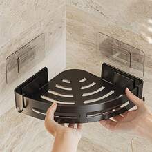 3 piezas Estantes de almacenamiento de plástico negro para baño, estantes de almacenamiento de baño de 8.6*8.6cm, mejores para paredes de azulejos, limpiar y pegar, necesitan 2 horas antes de colocar los artículos, estante de ducha interior, soporte de champú montado en la pared, organizador de cocina y baño, estante triangular de esquina ahorrador de espacio - fácil de instalar, diseño antideslizante, accesorios de baño, decoración de baño del hogar, verano vuelta a la escuela, adecuado para regalos de graduación - Negro - Ver 4
