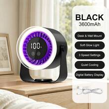 USB Rechargeable Quiet Desktop Fan, 3-In-1 Desktop Wall-Mounted Fan Light With 3600mAh Battery Capacity, LED Battery & Wind Speed Display, 3-Color Adjustable Light, 0-10 Adjustable Wind Speed, 180° Tilting Head, Suitable For Study, Office, Bedroom, Dorm, Kitchen, Living Room - 1 Pc - View 11