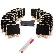 30Pcs/15set Food Small Blackboard Sign, With Column Bracket, Wedding Sign, Small Blackboard, Food Sign, Seat Card, Information Board, Message Board Wooden Craftsmanship, Party Supplies And Event Decoration - 30 Pieces/15 Sets - View 2