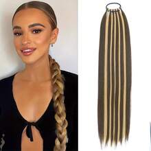 24Inch Long Straight Ponytail Extensions With Elastic Rubber Band Synthetic Ponytail Hairpiece For Women Daily Use - Multicolor - View 13