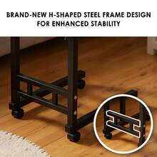 Height Adjustable Nursing Bed Table With Wheels, Movable Living Room Sofa Computer Table, Standing Table, C-Shape Table, Bedroom Side Table, Suitable For Bedside Bedroom, Living Room Sofa, Office - Black Walnut - View 9