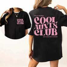Cool Aunties Club T Shirt,New Auntie T Shirt,Cool Auntie Pattern Print T Shirt,Best Auntie T Shirt,Promoted To Aunt T Shirt,Comfortable Fabric With Ov - Black - View 6