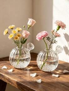 1pc Cactus Ball-Shaped Mini Flower Vase, Ins Style Creative Cute Fresh Flower Vase, Nordic Vintage Hydroponic Fresh Flower Vase, Desktop Flower Vase Decor, Suitable For Restaurant, Living Room, Study, Bedroom, Balcony, Desktop - Multicolor - View 9