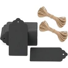 白色附繩禮品吊牌 2'' X 4'' 紙製長方形空白吊牌 100入，附孔，適用於手工藝、婚禮、節日、聖誕禮品包裝與派對裝飾 - 白色+麻繩 - 查看 9