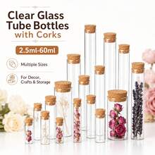10pcs 2.5ml/3ml/4ml/5ml/6ml/12ml/13ml/22ml/25ml/30ml/40ml/60ml Clear Glass Empty Bottles With Cork Stoppers, Perfume Bottles, Jars, DIY Handmade Small Bottles - View 1