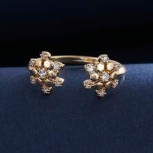 1 Stück Damen Mode 3D Schneeflocken Patchwork offener Ring, funkelnder Zirkonia eingelegter Nischen Luxus Handschmuck, Pendler-Stil verstellbarer Fingerring Accessoire - JZ23878 - Übersicht 6