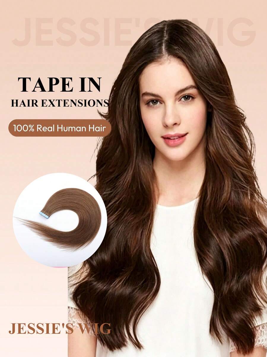 Jessie's Wig 20片/包 50g 貼片式接髮 真人髮絲 絲滑直髮 自然黑 貼片接髮 自然外觀 高品質 6# - S6 - 查看 1