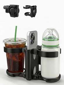 Tempat Gelas/Minuman/Botol Lipat Multifungsi 3-in-1 untuk Kereta Dorong Bayi dengan Dudukan Ponsel, Kompatibel Universal dengan Kereta Dorong Bugaboo, Nuna, Doona, Kursi Roda, Sepeda, Alat Bantu Jalan, dan Skuter. - MultiWarna - View 6