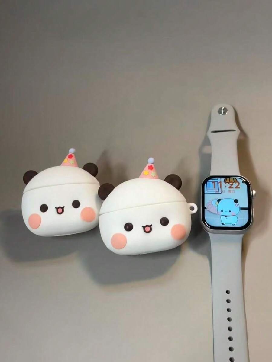 Bear Party Hat Bluetooth Earphone Case, Soft Material, Compatible With Air 1-4 And Pro Series. 3D Hat Design, Healing And Cute, Full Drop Protection, Soft Touch, Convenient For Daily Carry, Perfect Gift - View 1