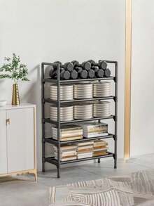 1pc Multi-Layer Minimalist Black Metal Shoe Rack, Freestanding Expandable Shoe Storage Organizer, Space-Saving Slim Storage Shelf, Suitable For Entryway, Dorm, Small Apartment, Back To School And Moving Essentials, Bedroom, Balcony And Daily Home Storage - Multicolor - View 7