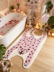 1 pieza Alfombra con estampado de leopardo rosa, estilo crema, alfombra decorativa, decoración de dormitorio, alfombra pequeña, alfombra, decoración del hogar, alfombra de sala de estar, alfombra pequeña de sala de estar, alfombra de dormitorio, decoración del hogar de sala de estar, alfombra de exterior, alfombra lavable - Multicolor 11 - Ver 2