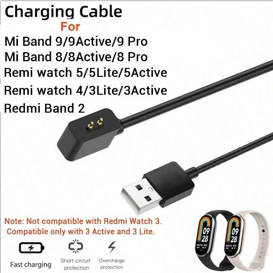 小米 Smart Band 8/8Active/8Pro 9/9Active/9Pro、Watch 5/5Lite/5Active 4/3Lite/3Active Band 2 磁吸充電線,USB 快充充電器 - 查看 1