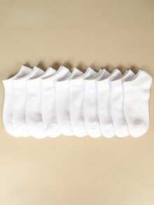 5/10/20/30/Double Solid Color Polyester (Polyester) Ribbed Side Stripe Casual Fashion Breathable Sweat-Absorbing All-Season Comfortable Couple Style - White - View 1