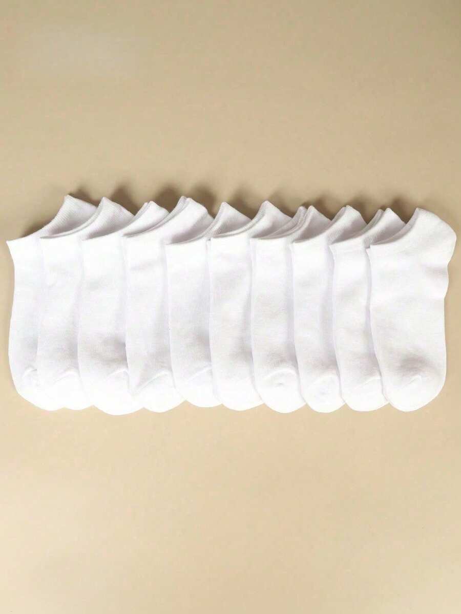 5/10/20/30/Double Solid Color Polyester (Polyester) Ribbed Side Stripe Casual Fashion Breathable Sweat-Absorbing All-Season Comfortable Couple Style - White - View 1