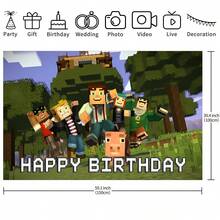 Authorized 1PC Popular Pixel Block Game Theme Birthday Party Decoration Backdrop (82.7x59.1/59.1x39.4/39.4x29.5 Inch), Suitable For Boys Girls Birthday Party Backdrop, Game Fan Theme Party, Children Newborn Cake Table Party Wall Decoration Banner, Outdoor Indoor Photography Photo Background Props - Multicolor - View 7