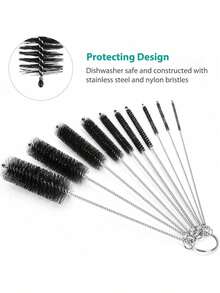 10pcs/Set Water Bottle Brush Set - Metal Straw Cleaner - Stainless Steel Extra Long Brush, Cleaning Small Brush Ultra Fine Stainless Steel Extended Soft Bristle Test Tube Brush, Industrial Cleaning Small Brush Tool, For Cleaning Reusable Straws, Water Bottles And Pipes, Home Decor, Home Supplies, Household Essentials, Gift For Women, Gift For Men, Gift For Mother, Gift For Father, Gift For Grandfather, Gift For Grandmother - Multimodal - View 2
