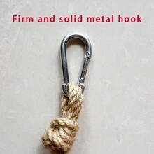 1pc Durable Hemp Rope Hand-Woven Parrot Climbing Swing, Bird Cage Toy With Colorful Wooden Beads And Round Swing, Helps Birds Chew And Relieve Boredom, Can Be Hung Horizontally Or Vertically In Bird Cage, Suitable For Small, Medium, Large Bird Cage Decoration Toy - View 10