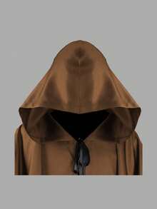 Medieval Vintage Hooded Cloak Carnival Opera Performance Costume Long Robe Wizard Grim Reaper Cosplay Outfit - Brown - View 5