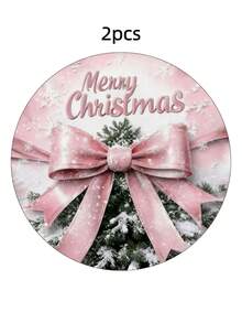 2 Pieces/4-Piece 6-Piece Vintage Christmas Tree Circular Placemat, Pink Bow Placemat, Farmhouse Christmas Table Decoration, Washable Kitchen Placemat, And Cute And Joyful Home Decor, Perfect For Creating A Warm Winter Christmas Dining Atmosphere. - Multicolor M09 - View 17