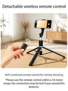 Palos de selfie Bluetooth portátil plegable extendible de 170cm, soporte de trípode de piso todo en uno para teléfono, soporte portátil para selfie y transmisión en vivo de teléfono, fotografía con control remoto Bluetooth, soporte para videos cortos y grabación de vlogs - 170 cm/66,9 pulgadas - Ver 6