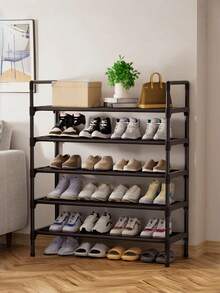 1pc Multi-Layer Minimalist Black Metal Shoe Rack, Freestanding Expandable Shoe Storage Organizer, Space-Saving Slim Storage Shelf, Suitable For Entryway, Dorm, Small Apartment, Back To School And Moving Essentials, Bedroom, Balcony And Daily Home Storage - Multicolor - View 2