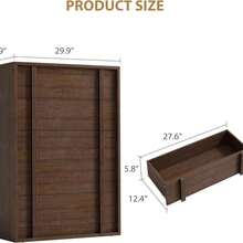Modern Vertical Handle Bedside Table – 3/4/5 Drawers Wooden Bedside Cabinet – Space-Saving Storage for Bedroom, Living Room, Entryway – Natural Oak - Braune Kommode mit 5 Schubladen - Übersicht 5