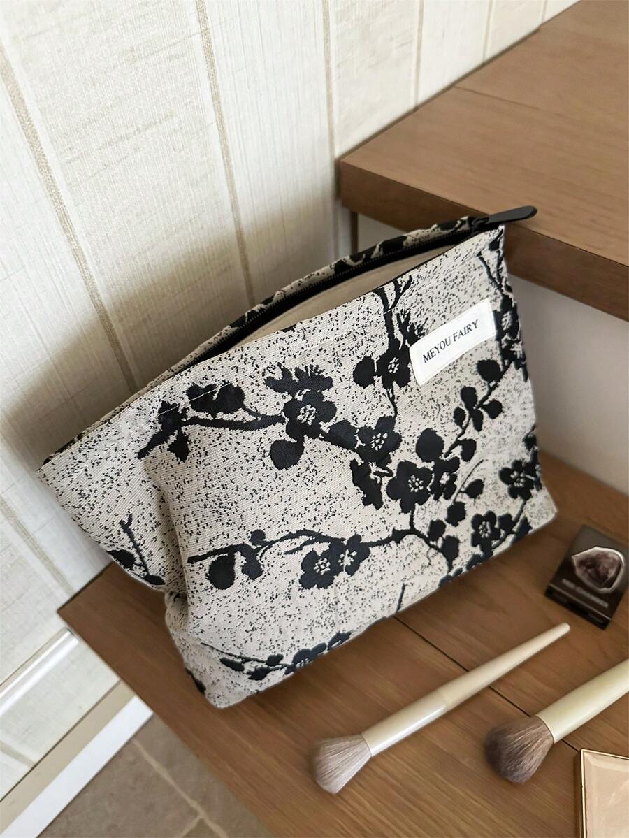 MEYOU FAIRY AGG 藝術浮雕小梅花大容量女用化妝包，內袋式便攜旅行盥洗包，手提包，多功能保養品收納袋，女性衛生棉收納袋，送給媽媽、女友的禮物，學生筆袋