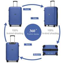 Carry On Suitcase Small 20 Inch Cabin Luggage Medium 24 Inch Large 28 Inch Ribbed PP Hardshell Expandable TSA Lock Cup Holder 3 Piece Luggage Set - Navy Blue - View 5