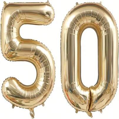 40 Inch Gold And Light Gold Foil Helium Balloons - Holiday 50th Birthday Party Decoration