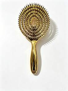 Electroplated Spiral Hollow Breathable Massage Comb, Hollow Quick-Dry Detangling Scalp Care Styling Comb - Gold - View 9