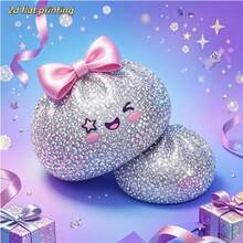 New Arrival! Cute Sparkling Bao Bun Pattern DIY Diamond Painting 2D Flat Printing Handmade DIY Frameless Diamond Painting Kit, Round Diamond Beads And Vibrant Colors, Create Your Own Artistic Decor, Suitable For Home And Office Wall Decoration, Can Be Used As Living Room Wall Decor, Room Decoration Gift, Holiday Artwork, Ideal Gift For Family And Friends. - View 1