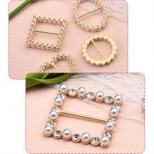 4pcs Faux Pearl Scarf Rings, T-Shirt Hem Knots, Accessory Clips, Multi-Functional Clothing Ties, Shawl Wraps Fasteners, Suitable For Women - Multicolor - View 4