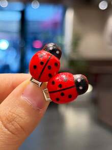 10pcs Cute Red Ladybug Hair Clips, Creative Fun Cartoon Mini Hair Clips, Girls' Hair Accessories - Multicolor - View 5
